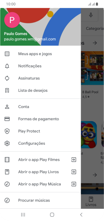 Pressione Configurações. Pressione Configurações.