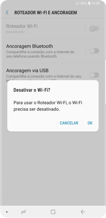 Se o Wi-Fi estiver ativado você deve pressionar OK. Se o Wi-Fi estiver ativado você deve pressionar OK.