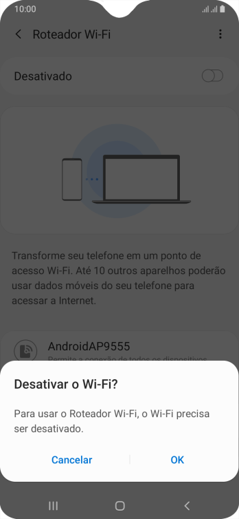 Se o Wi-Fi estiver ativado você deve pressionar OK. Se o Wi-Fi estiver ativado você deve pressionar OK.