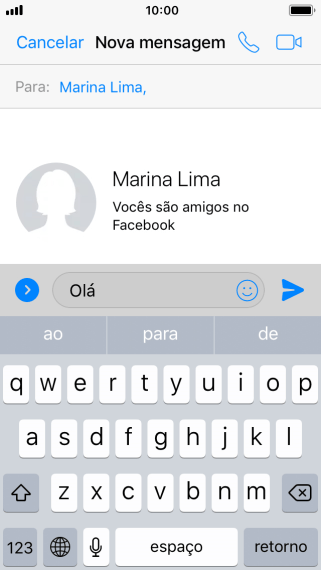 Escreva a mensagem desejada, e pressione o ícone de enviar. Escreva a mensagem desejada, e pressione o ícone de enviar.