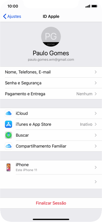 Pressione iCloud. Pressione iCloud.