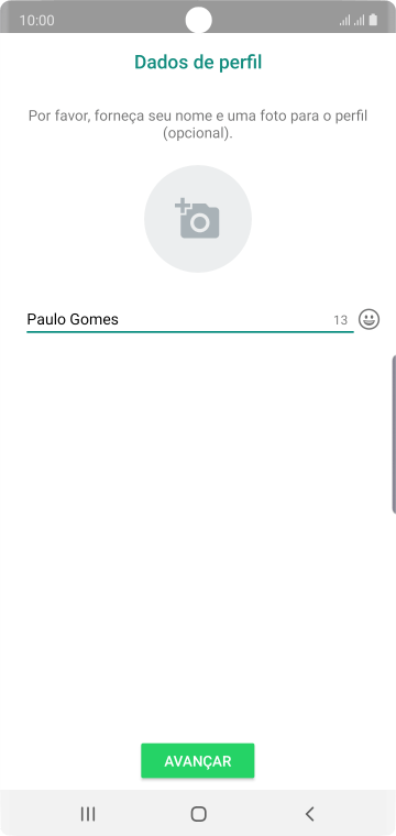 Digite o nome do usuário, e pressione AVANÇAR. Digite o nome do usuário, e pressione AVANÇAR.