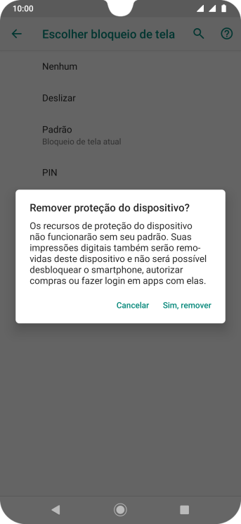 Pressione Sim, remover. Pressione Sim, remover.