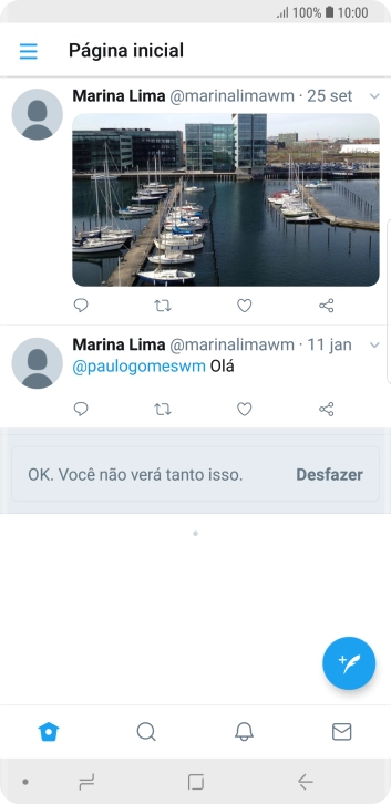 Pressione o ícone de novo tweet. Pressione o ícone de novo tweet.