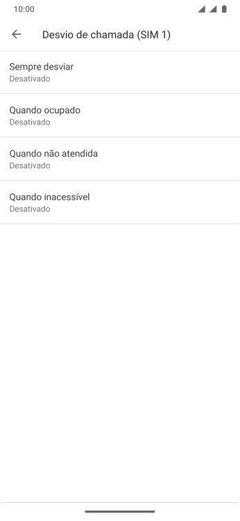 Pressione o tipo de encaminhamento desejado. Pressione o tipo de encaminhamento desejado.