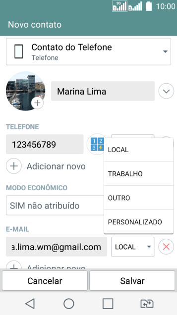 Pressione o tipo de e-mail desejado. Pressione o tipo de e-mail desejado.
