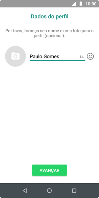 Digite o nome do usuário, e pressione AVANÇAR. Digite o nome do usuário, e pressione AVANÇAR.
