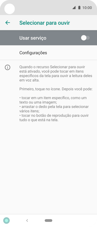 Pressione o indicador para ativar a função. Pressione o indicador para ativar a função.