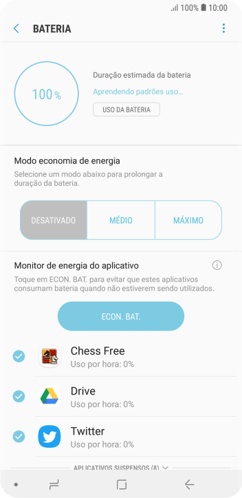 Pressione a configuração desejada. Pressione a configuração desejada.