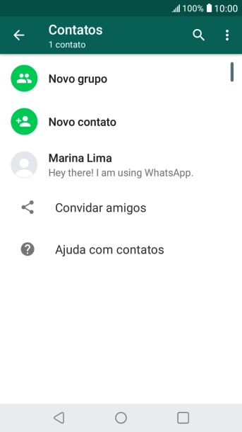 Pressione o ícone de busca, e digite as primeiras letras do nome do contato. Pressione o ícone de busca, e digite as primeiras letras do nome do contato.