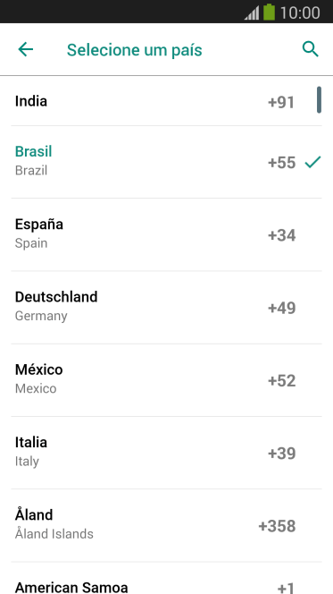 Pressione o país desejado. Pressione o país desejado.