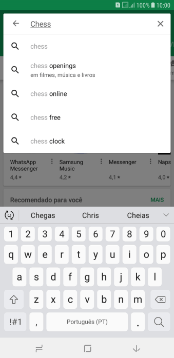 Insira o nome ou assunto do app desejado, e pressione o ícone de busca. Insira o nome ou assunto do app desejado, e pressione o ícone de busca.