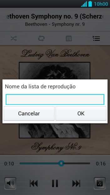 Digite o nome da lista de reprodução, e pressione OK. Digite o nome da lista de reprodução, e pressione OK.