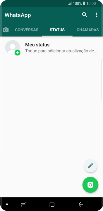 Pressione o ícone de atualização de status. Pressione o ícone de atualização de status.