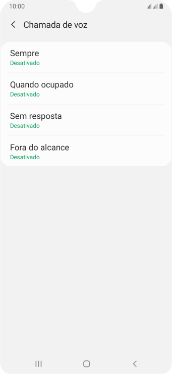 Pressione o tipo de encaminhamento desejado. Pressione o tipo de encaminhamento desejado.