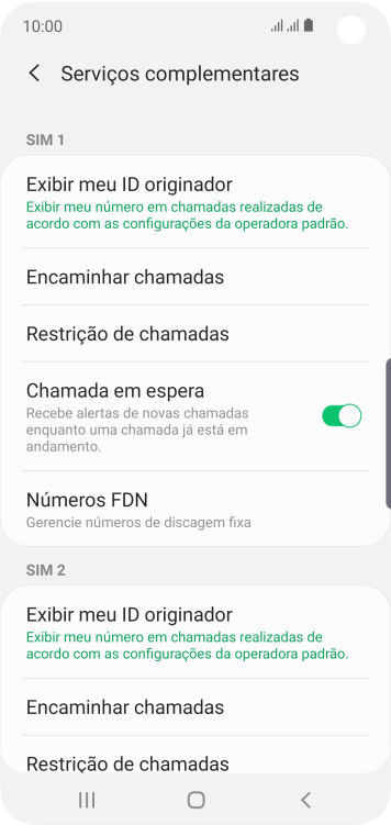 Pressione Restrição de chamadas. Pressione Restrição de chamadas.