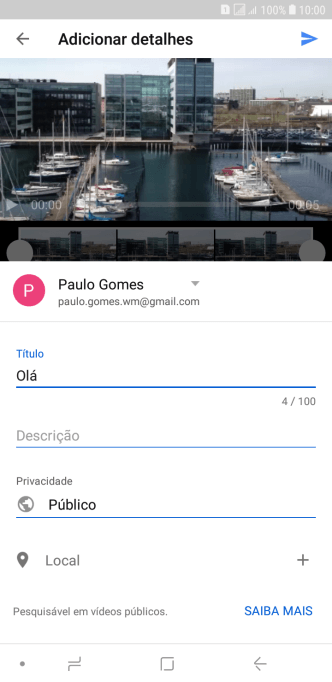 Escreva o texto desejado, e pressione o ícone de upload. Escreva o texto desejado, e pressione o ícone de upload.