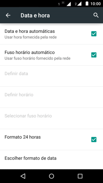 Pressione Data e hora automáticas para ativar a função. Pressione Data e hora automáticas para ativar a função.