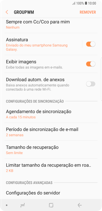 Pressione Agendamento de sincronização. Pressione Agendamento de sincronização.