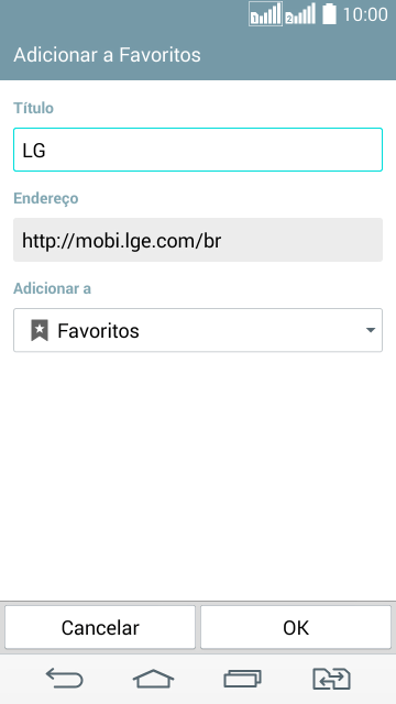 Digite o nome do favorito, e pressione OK. Digite o nome do favorito, e pressione OK.