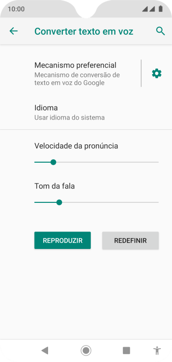 Pressione o ícone de configurações, e siga as instruções da tela para selecionar as configurações desejadas. Pressione o ícone de configurações, e siga as instruções da tela para selecionar as configurações desejadas.