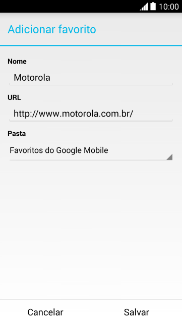 Digite o nome do favorito, e pressione Salvar. Digite o nome do favorito, e pressione Salvar.