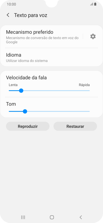 Pressione o ícone de configurações, e siga as instruções da tela para selecionar as configurações desejadas. Pressione o ícone de configurações, e siga as instruções da tela para selecionar as configurações desejadas.