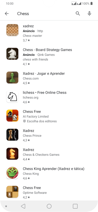 Pressione o app desejado. Pressione o app desejado.