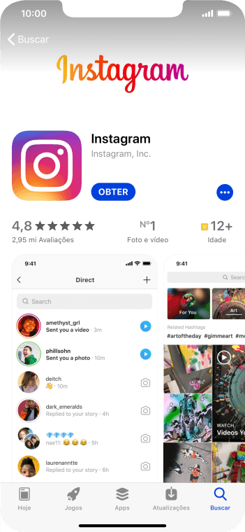 Pressione OBTER, e siga as indicações da tela para instalar o app. Pressione OBTER, e siga as indicações da tela para instalar o app.
