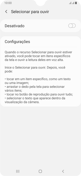 Pressione o indicador para ativar a função. Pressione o indicador para ativar a função.