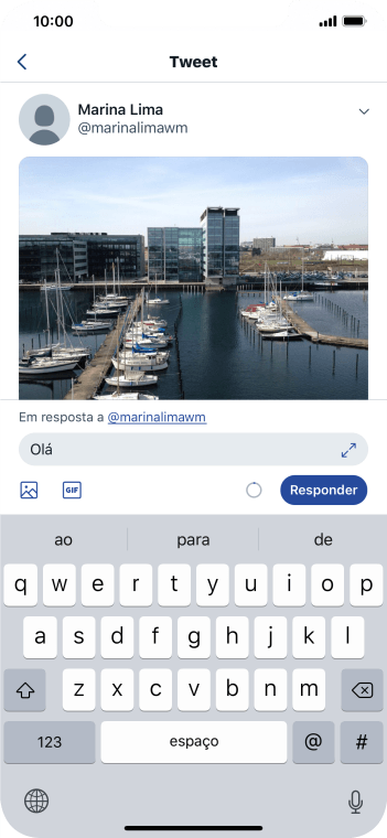 Escreva a resposta desejada, e pressione Responder. Escreva a resposta desejada, e pressione Responder.