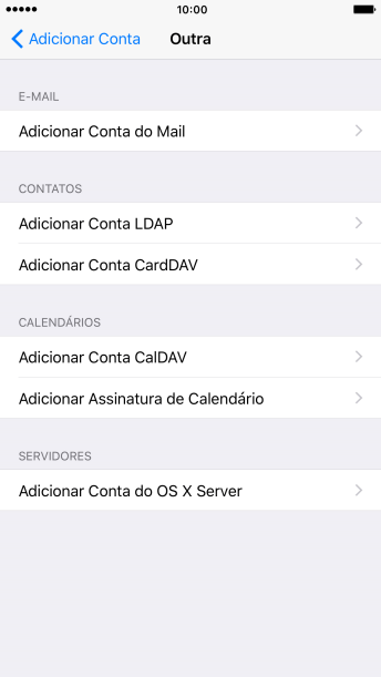 Pressione Adicionar Conta do Mail. Pressione Adicionar Conta do Mail.