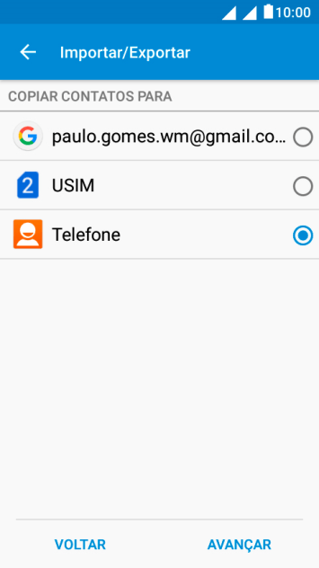 Pressione AVANÇAR. Pressione AVANÇAR.