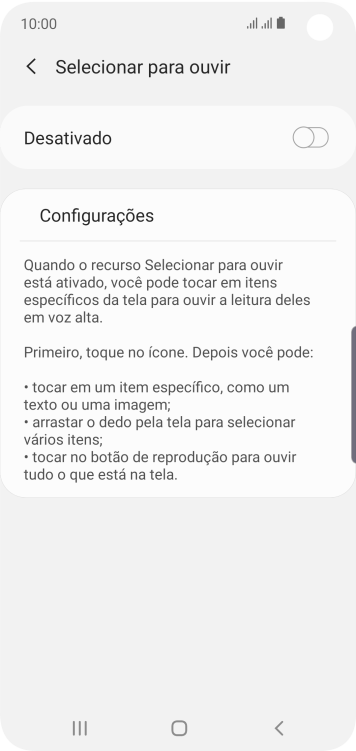 Pressione o indicador para ativar a função. Pressione o indicador para ativar a função.