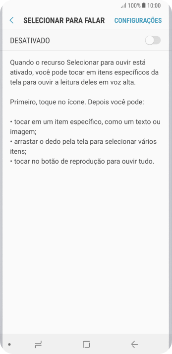 Pressione o indicador para ativar a função. Pressione o indicador para ativar a função.
