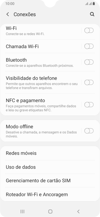 Pressione Roteador Wi-Fi e Ancoragem. Pressione Roteador Wi-Fi e Ancoragem.
