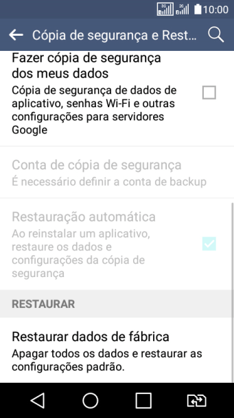 Pressione Restaurar dados de fábrica. Pressione Restaurar dados de fábrica.
