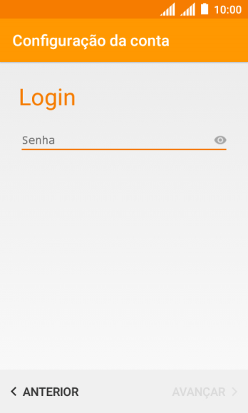 Pressione Senha e digite a senha da sua conta e-mail. Pressione Senha e digite a senha da sua conta e-mail.