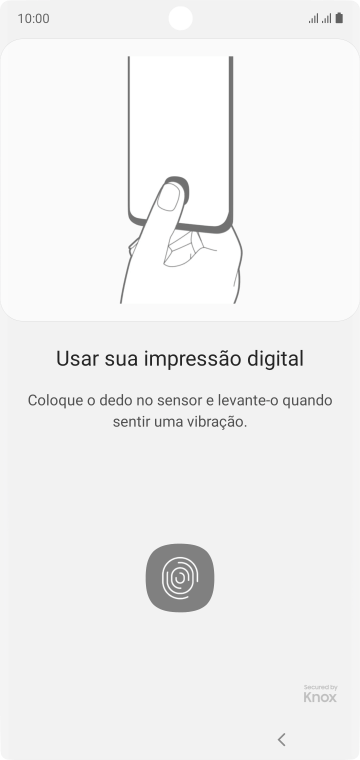 Siga as instruções na tela para configurar o código de bloqueio do celular com impressão digital. Siga as instruções na tela para configurar o código de bloqueio do celular com impressão digital.