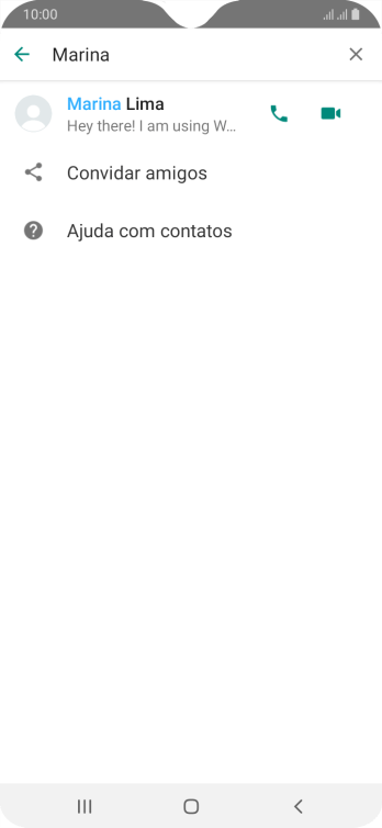 Pressione o ícone de chamada de voz para realizar uma chamada de voz para o contato. Pressione o ícone de chamada de voz para realizar uma chamada de voz para o contato.