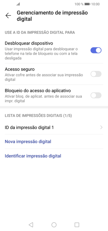 Pressione os indicadores ao lado das configurações desejadas para ativá-las ou desativá-las. Pressione os indicadores ao lado das configurações desejadas para ativá-las ou desativá-las.