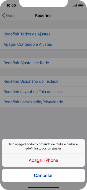 Pressione Apagar iPhone. Pressione Apagar iPhone.