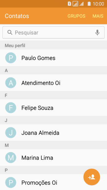 Pressione o ícone de novo contato. Pressione o ícone de novo contato.