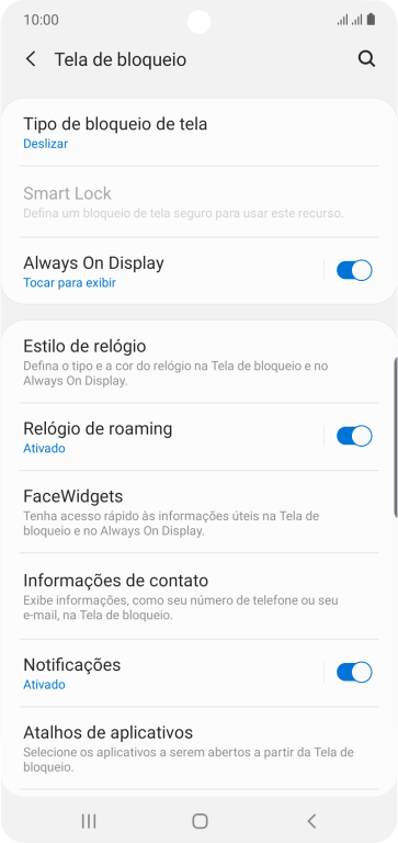 Pressione Tipo de bloqueio de tela. Pressione Tipo de bloqueio de tela.