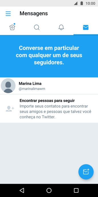 Pressione o ícone de nova mensagem. Pressione o ícone de nova mensagem.