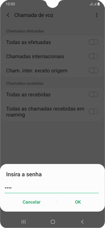 Digite sua senha de bloqueio, e pressione OK. Digite sua senha de bloqueio, e pressione OK.