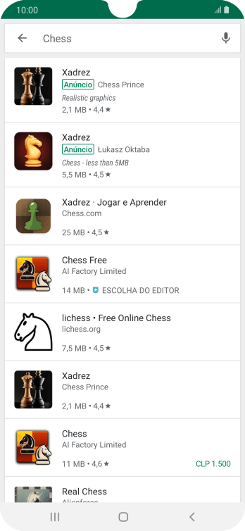 Pressione o app desejado. Pressione o app desejado.