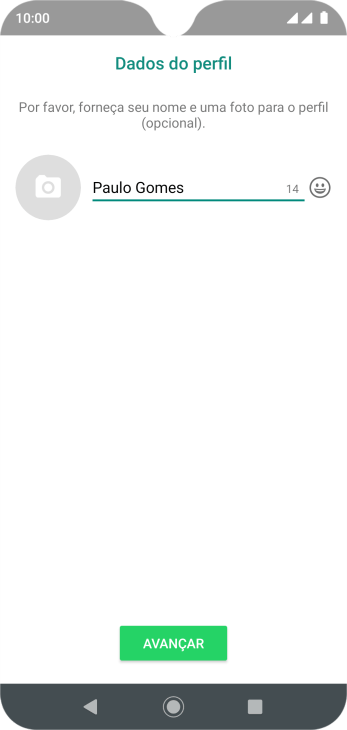 Digite o nome do usuário, e pressione AVANÇAR. Digite o nome do usuário, e pressione AVANÇAR.