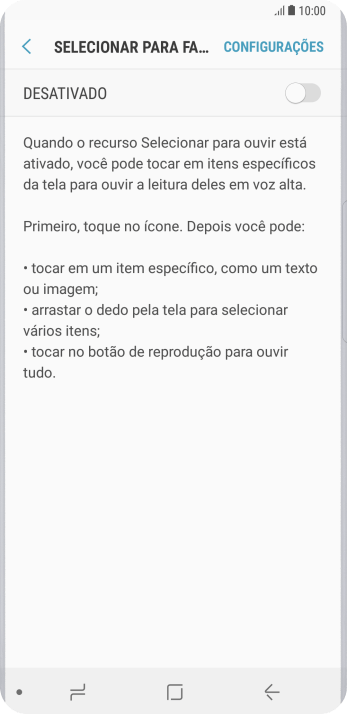 Pressione o indicador para ativar a função. Pressione o indicador para ativar a função.