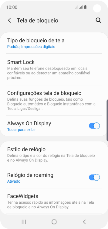 Pressione Tipo de bloqueio de tela, e digite o código de bloqueio extra. Pressione Tipo de bloqueio de tela, e digite o código de bloqueio extra.